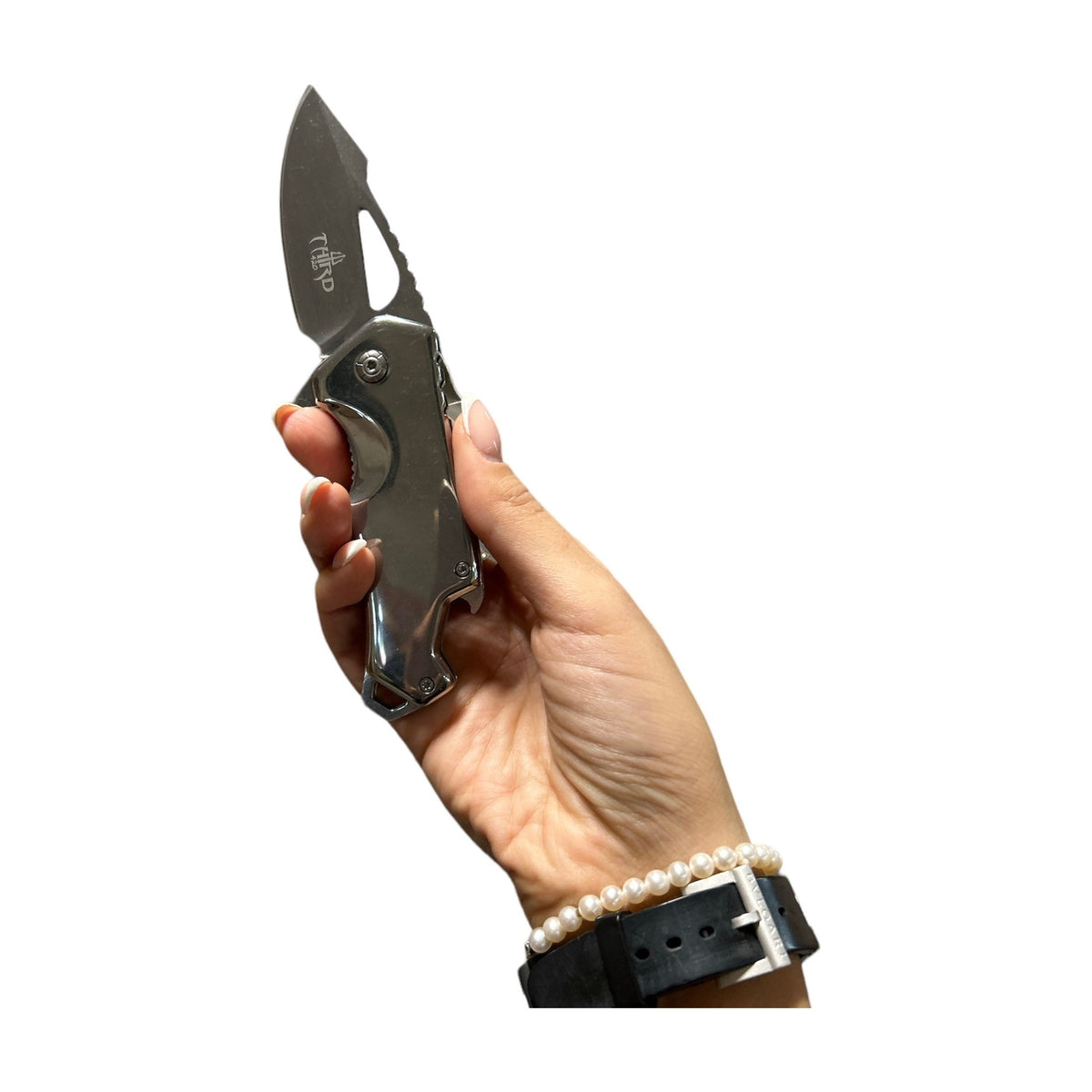 COLTELLO RICHIUDIBILE IN ACCIAIO INOX CON APRIBOTTIGLIE - THIRD