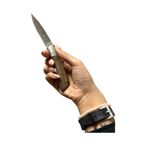COLTELLO RICHIUDIBILE MANICO IN LEGNO ZEBRANO TEXTURE SERPENTE - THIRD