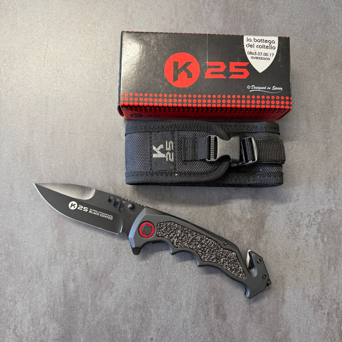 Coltello Soccorso - K25 - FRANGIVETRO TAGLIACINTA Black