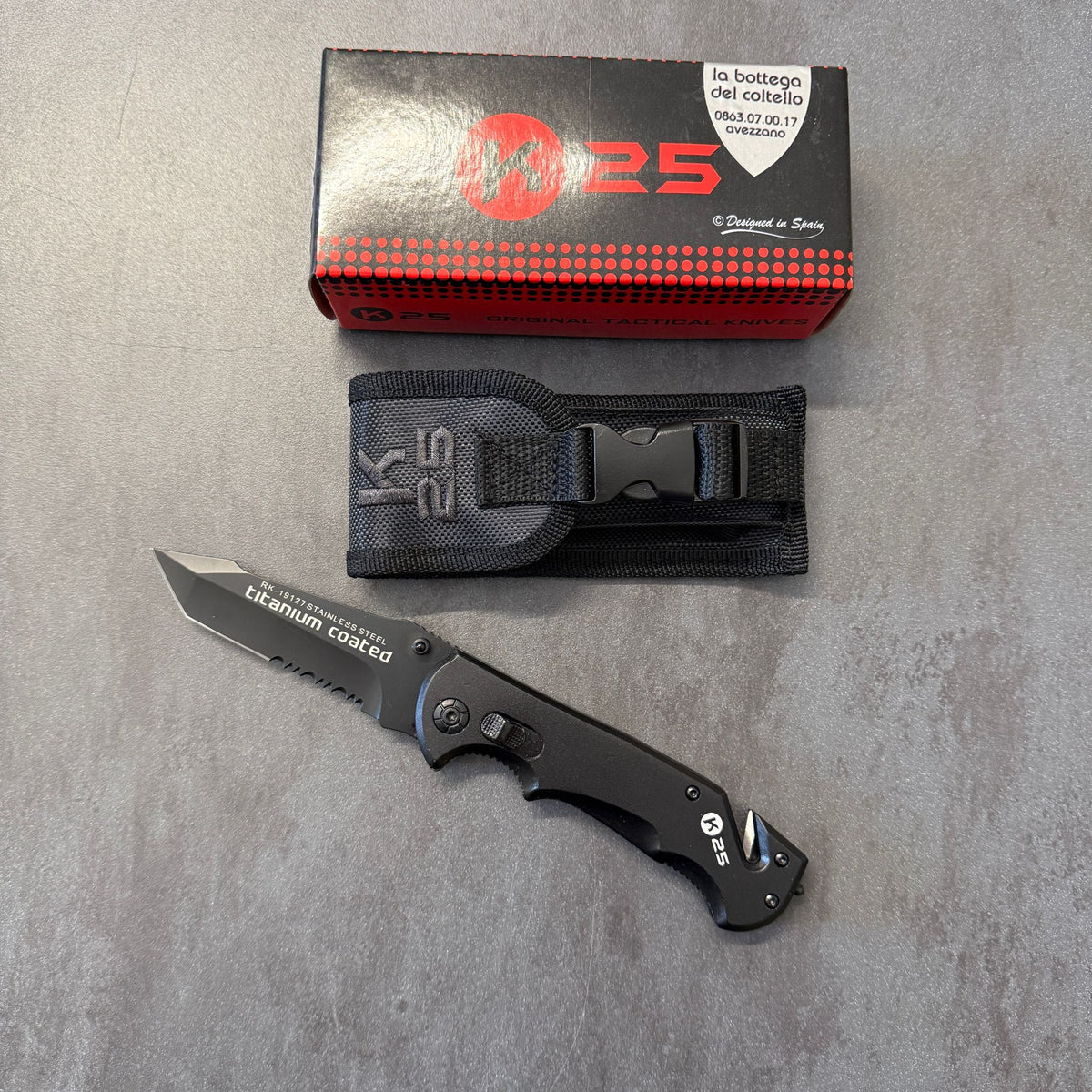Coltello Soccorso Tattico - K25 - FRANGIVETRO TAGLIACINTA Black 1